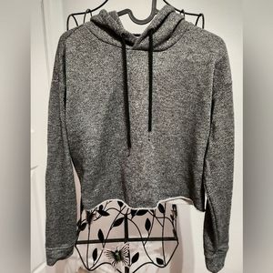 Glitter knit‎ crop top hoodie